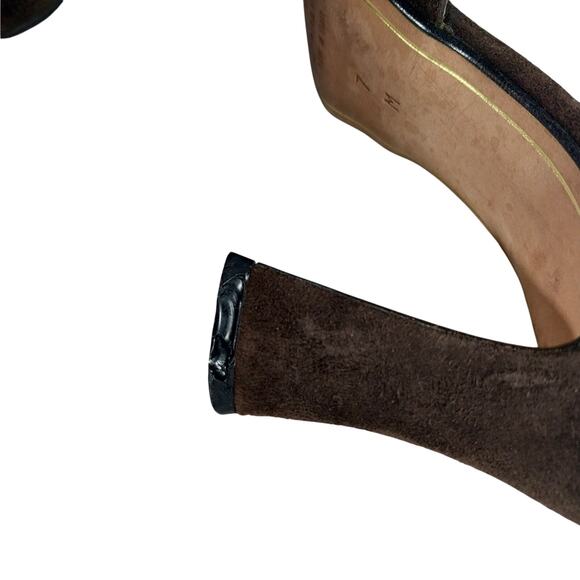 ANNE KLEIN! CHIC CHOCOLATE BROWN GENUINE SUEDE LEATHER STYLIZED HEELS! SZ 7M - Picture 10 of 11